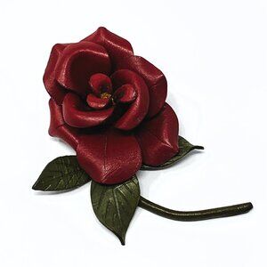 Made in Canada Leather Rose Brooch